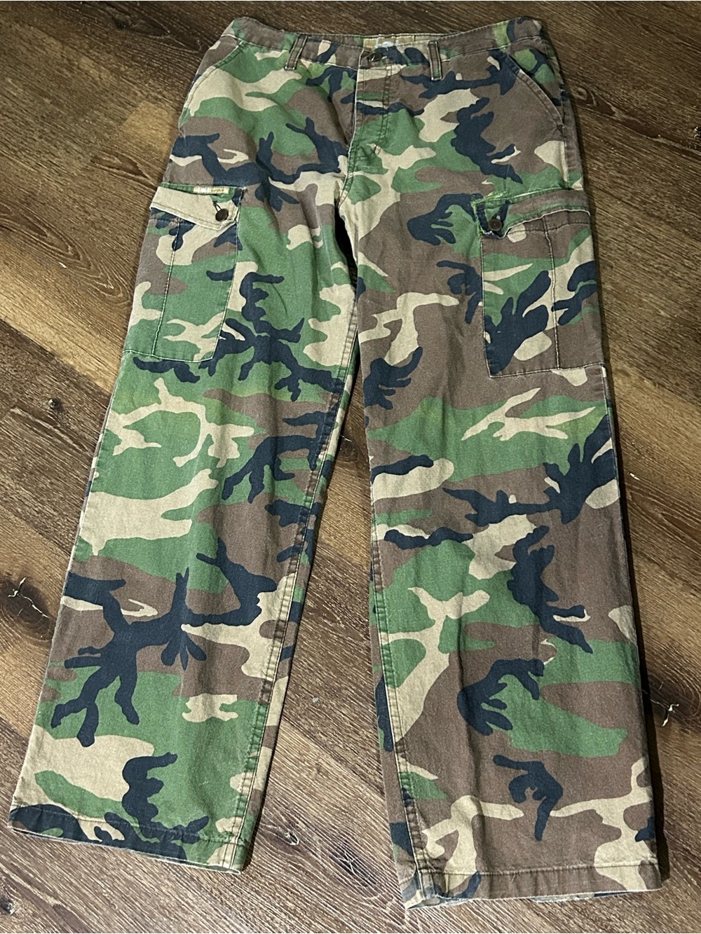 Vintage Y2K L.E.I. Surplus Camo Cargo Pants Women’s 13 Made USA 100% Cotton